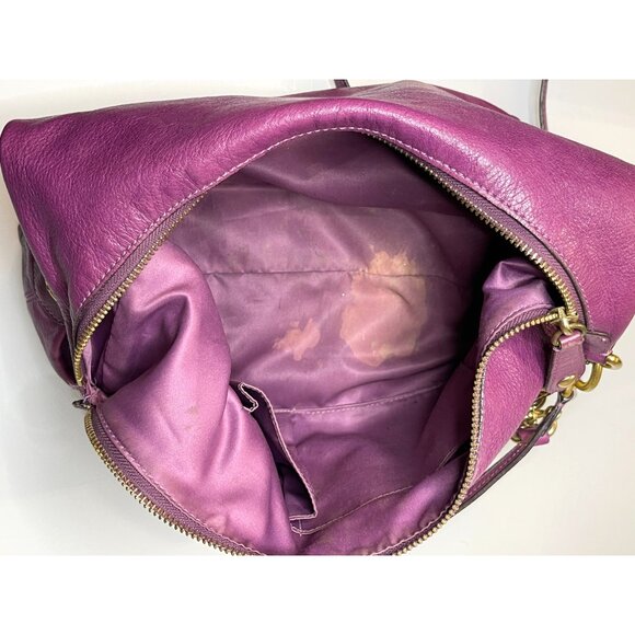 Y2K COACH 14304 Madison Hailey Purple Pebbled Leather Hobo Shoulder Bag Purse - Picture 7 of 16